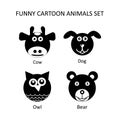 Funny cartoon style animals icons set. Vector Royalty Free Stock Photo