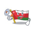 Funny cartoon style of flag oman With megaphone