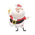 Funny cartoon style laughs Santa Claus with ring bell character icon. Emotion illustration. Christmas seasonal vector.