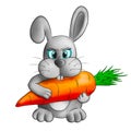 Funny cartoon rabbit with carrot