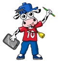 Funny cartoon style rapper student cow