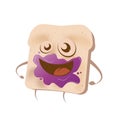 Funny cartoon toast with blueberry marmalade Royalty Free Stock Photo