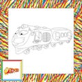 Funny cartoon train. Coloring book for children