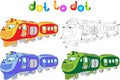 Funny cartoon train. Connect dots and get image. Royalty Free Stock Photo