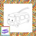 Funny cartoon trolleybus. Coloring book for kids