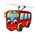 Funny cartoon trolleybus Royalty Free Stock Photo