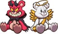 Cartoon Devil And Angel Teddy Bear. Vector illustration with simple gradients.