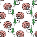 Funny cartoon vegetable white mushroom seamless pattern