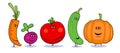 Funny cartoon vegetables symbols.