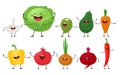 Funny cartoon vegetables. Vector isolates in cartoon flat style on a white background. Royalty Free Stock Photo