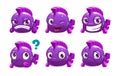 Funny cartoon violet fish