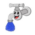 Funny cartoon water faucet, vector illustration Royalty Free Stock Photo