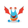 Funny cartoon winged seated monster