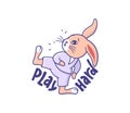 The funny Cartoonish bunny in sport style.