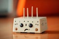 Funny cartoonish wifi router with face. Beautiful illustration picture. Generative AI