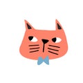 Funny Cat Animal Illustration with pink black ears and face