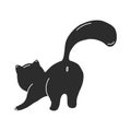 Funny cat black silhouette for your design. vector illustration isolated on a white background. the cat stretches. for pet stores