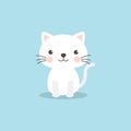 Funny Cat character on sky blue background.