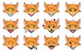 Set of cute ginger cat with different emotions. Character cartoon kitten face. Avatar emoticon illustration. Cat emoji. Royalty Free Stock Photo