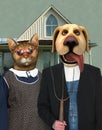 Funny Cat Dog American Gothic