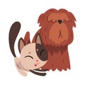 Funny Cat and Dog Playing Together, Cute Pets Animals Characters are Best Friends Vector illustration Royalty Free Stock Photo