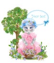 funny cat dressed in the pink frock