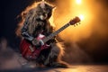 Funny Cat with Guitar - Cute Feline Musician in Action