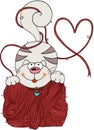 Funny cat with hank of red wool