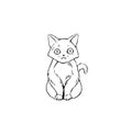 Funny cat ink sketch vector illustration