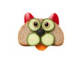 Funny cat made of bread and vegetables Royalty Free Stock Photo