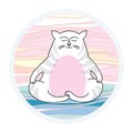 Funny cat in meditation. Series of comic cats Royalty Free Stock Photo