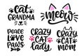 Funny Cat Mom phrases set