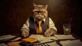 Funny cat professor at school, university, college, with books, in Royalty Free Stock Photo