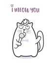 Funny cat saying meow for greeting card design