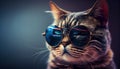 Funny cat in stylish sunglasses realistic isolated. AI generated