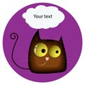 Funny cat.with yellow glowing realistic eyes and speech bubble Royalty Free Stock Photo