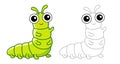 Coloring Insect for children coloring book. Funny caterpillar in a cartoon style. Trace the dots and color the picture