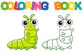 Vector coloring Insect for children coloring book. Funny caterpillar in a cartoon style Royalty Free Stock Photo