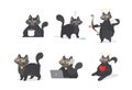 Funny cats big vector set. Set of funny stickers with cat. Good for postcards, t-shirts, positive themes.