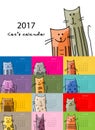 Funny cats. Design calendar 2017