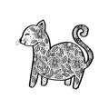 Funny cats with floral ornament.