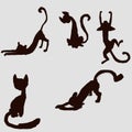 Funny cats illustration silhouettes characters interior sticker