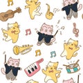 Funny cats seamless pattern background