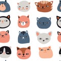 Funny cats seamless pattern Royalty Free Stock Photo