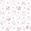 Modern hand drawn funny cats seamless pattern Royalty Free Stock Photo