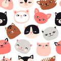 Funny cats seamless pattern Royalty Free Stock Photo