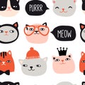 Funny cats seamless pattern Royalty Free Stock Photo