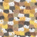 Funny Cats Seamless Pattern Vector Design