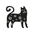 Funny cats set. Black cats silhouette collections. Cartoon style. Royalty Free Stock Photo