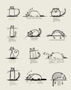 Funny cats sketch, design with place for your text